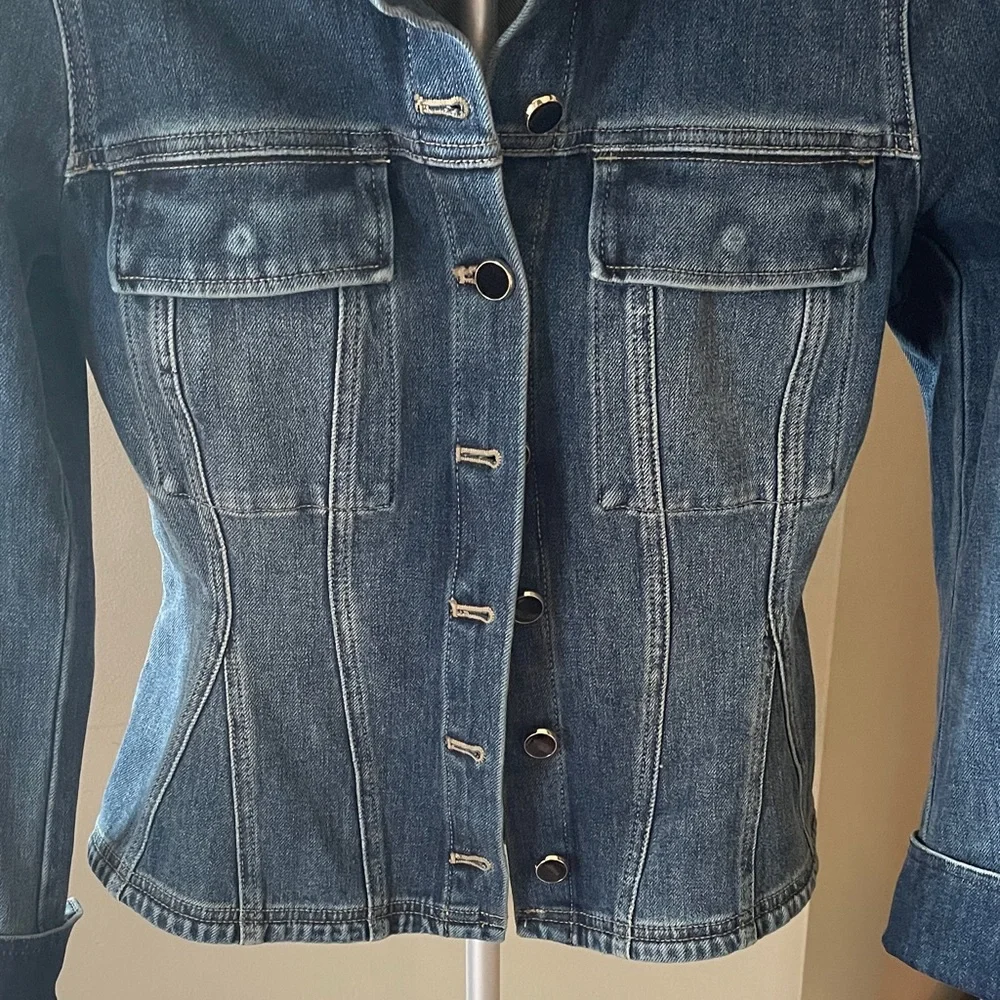 White House Black Market Dark Blue Jean Jacket - Picture 4 of 5